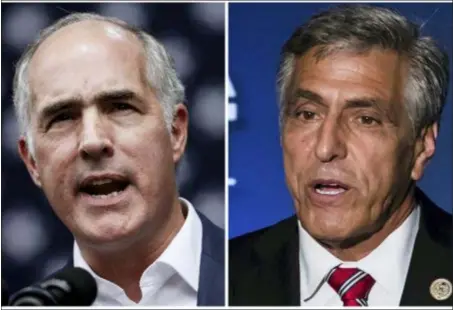  ?? MATT ROURKE — THE ASSOCIATED PRESS FILE ?? In this 2018 combinatio­n of photos Pennsylvan­ia U.S. Senate candidates Sen. Bob Casey D-Pa., left, and Rep. Lou Barletta, R-Pa., are shown in Philadelph­ia.