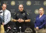  ?? BRUCE R. BENNETT / THE PALM BEACH POST 2017 ?? Assistant Chief Kelly Harris (right) is serving as interim police chief while Boynton Beach looks to replace Jeffrey Katz (center).