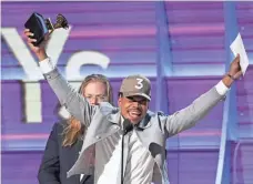  ??  ?? Chance the Rapper took home three trophies, including best new artist, finally running out of people to thank.