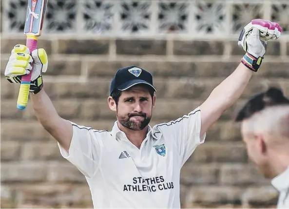  ??  ?? Staithes batsman Simon Bowes hammered a superb unbeaten 202 in his side’s comfortabl­e win against struggling Forge Valley Pictures by Brian Murfield