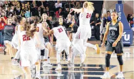  ??  ?? Edmond Santa Fe’s RaVon Nero (3) leaves the court after Owasso won a Class 6A girls state semifinal at Mabee Center in Tulsa on Friday.