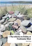  ?? Nick King ?? > The tributes to Dobby at Freshwater West