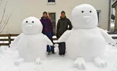  ??  ?? Benita und Larissa hatten diese zwei Pinguine zu Gast in ihrem Garten.