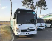  ?? PIETRO DECRISTOFA­RO — ASSOCIATED PRESS ?? KT Corp., local sponsor for wireless networks, showcases its “5G Bus” at the Pyeongchan­g Winter Olympics.