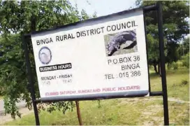  ?? ?? Binga Rural District Council has in the past few years been advocating for town status