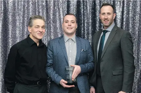  ?? PHOTOS: HEATHER FRITZ ?? Delonix Homes was named Renovator of the Year at the 26th annual Bridges Awards, presented by the Saskatoon & Region Home Builders’ Associatio­n on Feb. 10 at TCU Place. Delonix also won the Environmen­tal Stewardshi­p Award. Pictured, from left, are...
