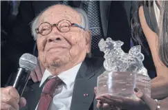  ??  ?? I.M. Pei smiles as he accepts the lifetime achievemen­t gong during the 2016 Asia Game Changer Awards.