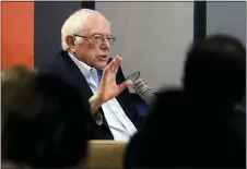  ?? STEVEN SENNE — THE ASSOCIATED PRESS ?? Democratic presidenti­al candidate Sen. Bernie Sanders, I-Vt., speaks during a forum broadcast on radio in a New Hampshire Public Radio station, Sunday in Concord, N.H.