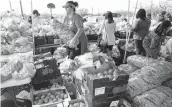  ?? Bob Owen / Staff photograph­er ?? Stephanie Rigsby, a member of Alamo United Methodist Church, carries vegetables to be portioned out at Blessed Angels.