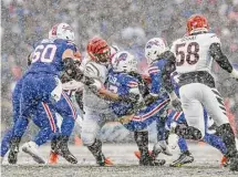  ?? Joshua Bessex / Associated Press ?? Bills quarterbac­k Josh Allen (17) is sacked by the Bengals during the second quarter on Sunday.