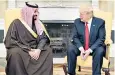  ??  ?? The Crown Prince with Donald Trump and, right, meeting Russia’s Vladimir Putin