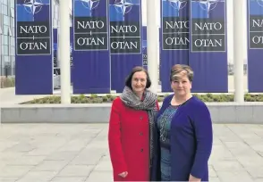  ??  ?? Llanelli MP Nia Griffith with her Shadow Cabinet colleague Emily Thornberry during their visit to Nato headquarte­rs.