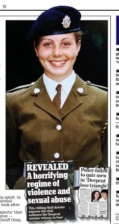  ??  ?? Tragic: Cheryl JamesJames waswas one of four recruits to die at Deepcut. Inset: The Mail’s recent reports about the deaths