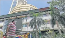  ??  ?? The Sensex jumped 593.31 points or 1.08% to reach an all-time high of 55,437.29.