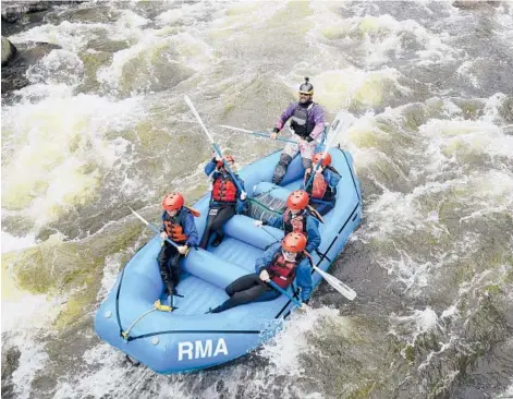  ?? THOMAS PEIPERT/AP ?? Dylan Dems, a rafting guide for Rocky Mountain Adventures, takes a group down a whitewater section of the Cache la Poudre River near Fort Collins, Colorado, last month. Across Colorado, lakes and rivers are at some of their lowest levels.