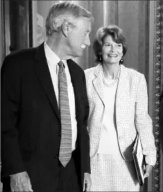 ??  ?? Senator Angus King (left) and Murkowski leaving the Senate Chamber following votes in the US Capitol in this file photo — AFP photo