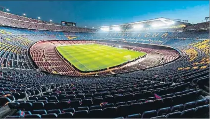 ?? FOTO: FC BARCELONA ?? Partidos sin público hasta nueva orden
No se puede saber todavía cuándo regresará el público al Camp Nou
