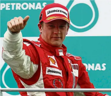  ??  ?? A place to remember: Kimi Raikkonen had his first Formula 1 win in the Malaysia Grand Prix at the Sepang Internatio­nal Circuit in 2003.