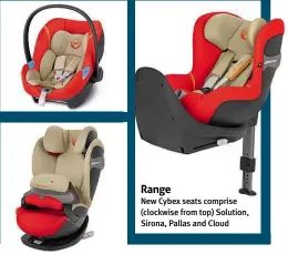  ??  ?? Range New Cybex seats comprise (clockwise from top) Solution, Sirona, Pallas and Cloud