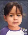  ?? Ansonia Police Department / Contribute­d photo ?? Police released a digitally-aged image of missing Ansonia toddler, Vanessa Morales.