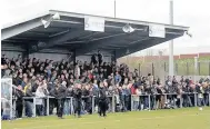  ??  ?? Packed stand The Celsius Stadium terracing was full to the brim when The Glens played Auchinleck Talbot in the Junior Cup semi-final in 2013