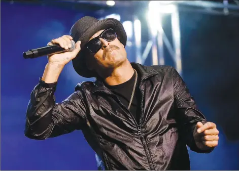  ?? (AP Photo/Paul Sancya) ?? Kid Rock performs in Pontiac, Mich., on Friday. Stories circulatin­g online incorrectl­y claim performers Kid Rock and Jason Aldean removed all New York shows from their “You Can’t Cancel America” tour in support of former President Donald Trump.