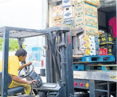  ?? FILE ?? A forklift operator loads goods on to a truck at Everything Fresh Limited in Kingston.