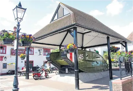  ??  ?? ICONIC: The First World War tank in Ashford was donated to its citizens as thanks for their fundraisin­g efforts