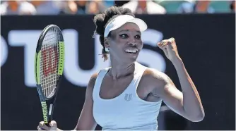  ?? JOE CASTRO, EPA ?? The USA’s Venus Williams, above, defeated Kateryna Kozlova in their Australian Open first- round match.