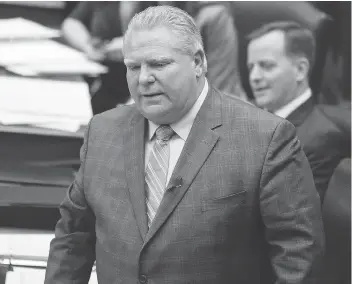  ?? CHRIS YOUNG / THE CANADIAN PRESS ?? Ontario Premier Doug Ford will reinforce the notion that he’s an uninformed bully if he stacks the board of Hydro One with political appointees, writes Kelly Mcparland.