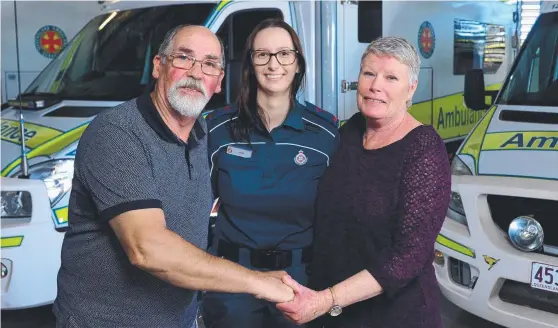  ?? Picture: EVAN MORGAN ?? THANKFUL: Joe Liprino with his wife Lynette and Alexandra Spence, who helped save his life after he suffered multiple cardiac arrests.