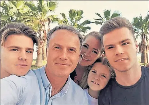  ??  ?? Twins Lucas, far left, and Joseph Johnston, right, with dad Alistair, mum Charlotte and sister Emily on holiday in Spain last year before the brothers’ Army call-up