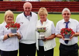  ??  ?? Winners Siobhan Gallagher (left) and Gerry Ritchie (right) with Patricia and Eddie Stewart from Burnside