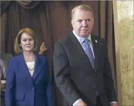  ?? Genna Martin seattlepi.com ?? SEATTLE MAYOR Ed Murray declined to seek reelection amid a sex scandal. Fellow Democrat Jenny Durkan, left, is favored to replace him. Both are gay.