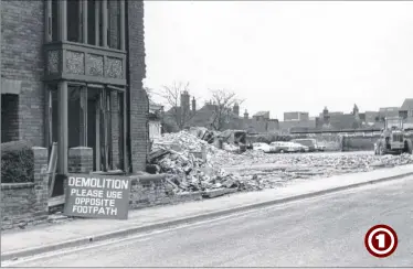  ??  ?? Edinburgh Road, 1972. Scores of beautiful bay windowed properties were sacrificed by compulsory purchase when it was decided to build a new Ringway in the town. Many families were uprooted and moved elsewhere. Some had lived in these ‘blighted’ areas...