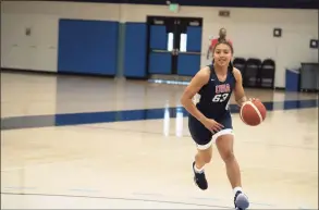  ?? USA Basketball ?? UConn freshman Azzi Fudd practices with the USA Basketball U19 team in May.