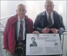  ??  ?? Tom and Gordon Caskie were presented with a commemorat­ive medal to mark the auspicious occasion.