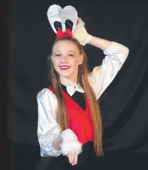  ??  ?? Madeline Johnson will play the lead role of the White Rabbit in the Gold Coast Youth Ballet Company’s production of Alice.