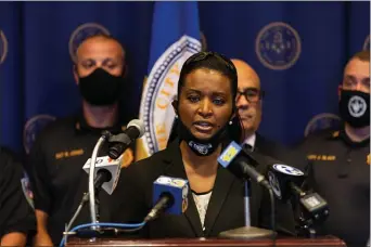  ?? RICH HUNDLEY III — TRENTONIAN FILE PHOTO ?? Trenton Councilwom­an Robin Vaughn speaks at a press conference at City Hall Wednesday, July 29, 2020.