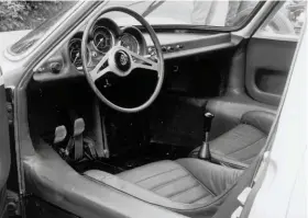  ??  ?? Below left: Prototypes featured this stylish twospoke steering wheel. Production versions used three-spoke Nardi woodrim