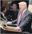  ?? BEBETO MATTHEWS THE ASSOCIATED PRESS ?? President Donald Trump Tuesday at UN headquarte­rs.