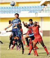  ??  ?? Churchill Brothers and Minerva Punjab in action at Tilak Maidan during the Hero I-league match in Vasco da Gama on Sunday