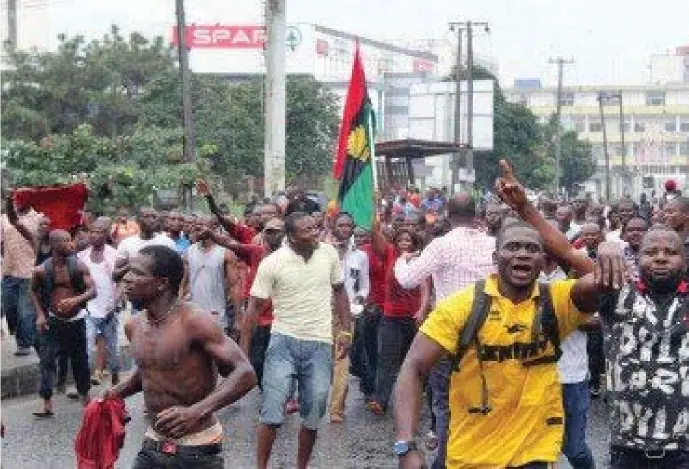  ??  ?? Biafrans continue to agitate for their independen­t country