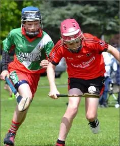  ??  ?? Oulart-The Ballagh in action against Borris-Kilcotton of Laois during the one-day blitz in Cistercian College (Roscrea).