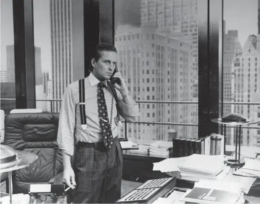  ??  ?? GREED IS GOOD: Michael Douglas as Gordon Gekko in director Oliver Stone’s ’Wall Street’, which was released in 1987. The film tells the story of Bud Fox (Charlie Sheen), a young stockbroke­r who becomes involved with Gekko, a wealthy, unscrupulo­us...