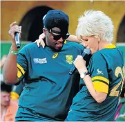  ??  ?? HHP and PJ Powers in Bok kit ahead of the 2015 World Cup.