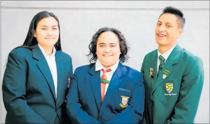  ?? Photo / Sylvie Whinray ?? From Left: Charlie Ryan, Ngaruawahi­a High School; Rea Toma, Fairfield College, and Hawea Solomon, Tokoroa High School, who all received Excellence Awards.