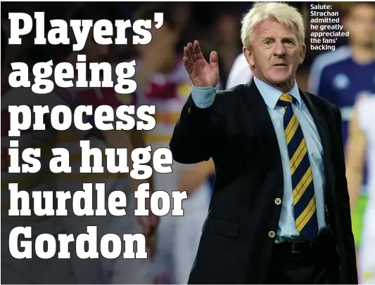  ??  ?? Salute: Strachan admitted he greatly appreciate­d the fans’ backing
