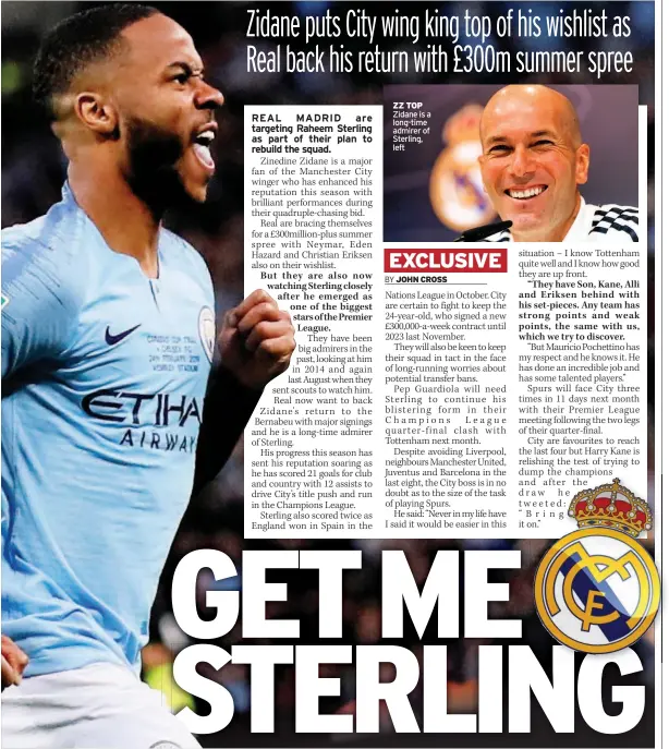  ??  ?? ZZ TOP Zidane is a long-time admirer of Sterling, left