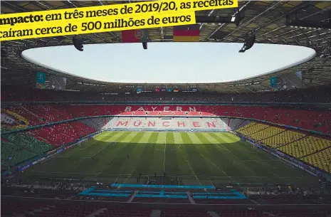  ??  ?? O Allianz Arena, estádio com a segunda melhor média de assistênci­a entre os clubes das cinco maiores ligas